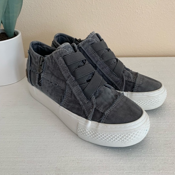 Blowfish Malibu Mamba Gray Washed Canvas Platform Sneakers Woman’s 8.5 - Picture 7 of 14